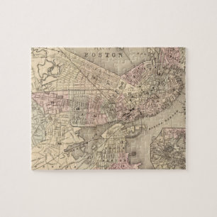 Puzzle Mapa del vintage de Boston (1880)