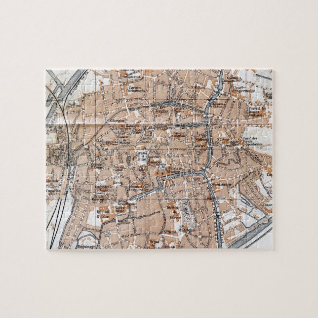 Puzzle Mapa del vintage de Brujas (1905) (Horizontal)
