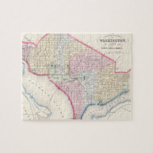 Puzzle Mapa del vintage de C.C. de Washington (1864)