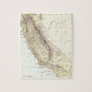 Puzzle Mapa del vintage de California (1878)