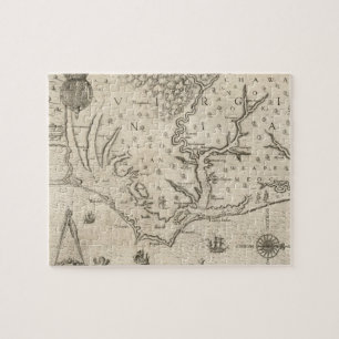 Puzzle Mapa del vintage de Carolina del Norte costera
