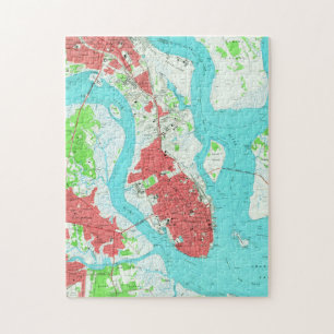 Puzzle Mapa del vintage de Charleston Carolina del Sur