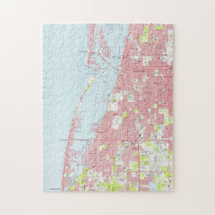 Puzzle Mapa del vintage de Clearwater la Florida (1974)