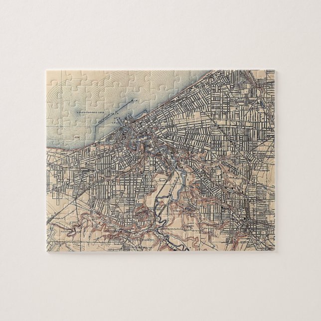 Puzzle Mapa del vintage de Cleveland (1904) (Horizontal)