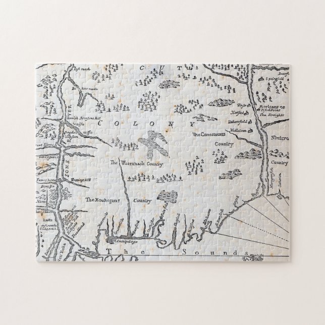 Puzzle Mapa del vintage de Connecticut (Horizontal)