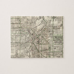 Puzzle Mapa del vintage de Denver Colorado (1920)