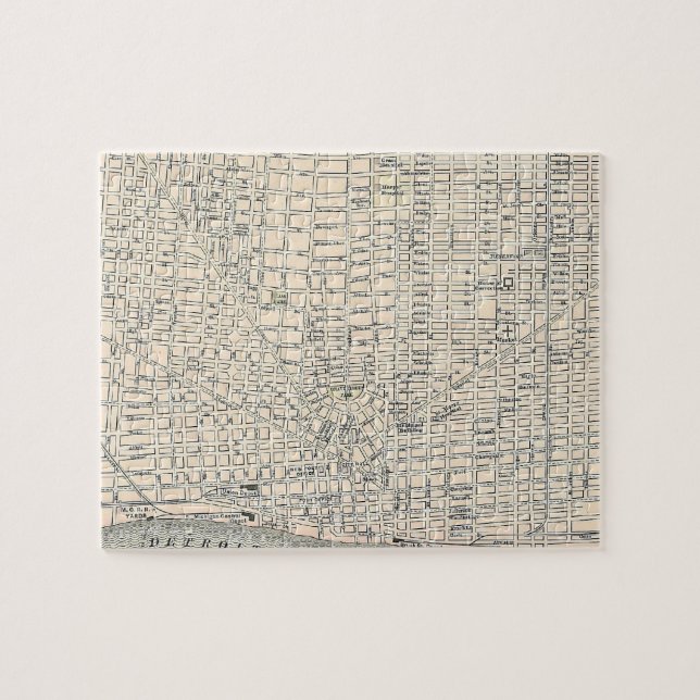 Puzzle Mapa del vintage de Detroit (1895) (Horizontal)
