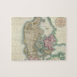 Puzzle Mapa del vintage de Dinamarca (1801)