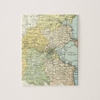 Puzzle Mapa del vintage de Dublín y de los alrededores