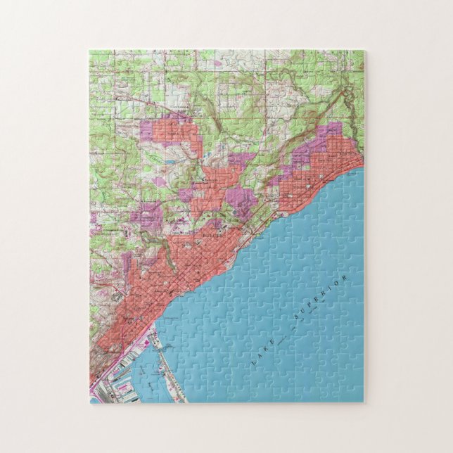 Puzzle Mapa del vintage de Duluth Minnesota (1953) (Vertical)