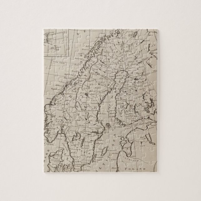 Puzzle Mapa del vintage de Escandinavia (1800) (Vertical)