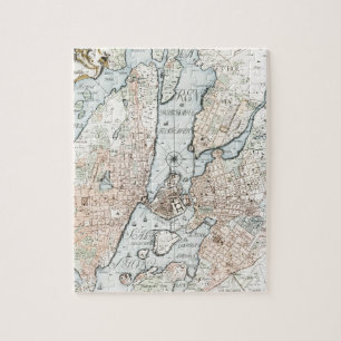 Puzzle Mapa del vintage de Estocolmo (1733)