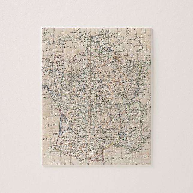 Puzzle Mapa del vintage de Francia (1799) (Vertical)