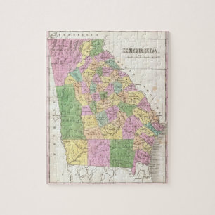 Puzzle Mapa del vintage de Georgia (1827)