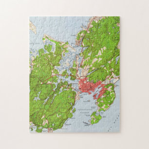 Puzzle Mapa del vintage de Gloucester Massachusetts