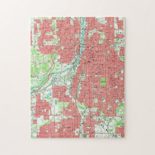 Puzzle Mapa del vintage de Grand Rapids Michigan (1967)