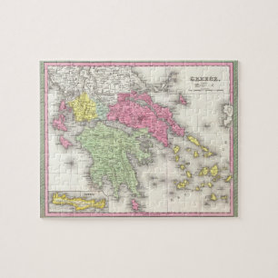 Puzzle Mapa del vintage de Grecia (1853)