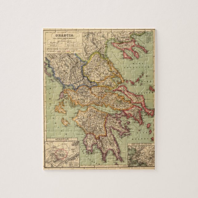 Puzzle Mapa del vintage de Grecia (1903) (Vertical)