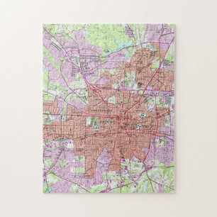 Puzzle Mapa del vintage de Greensboro Carolina del Norte