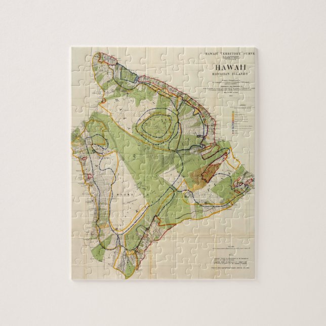 Puzzle Mapa del vintage de Hawaii Island (1906) (Vertical)
