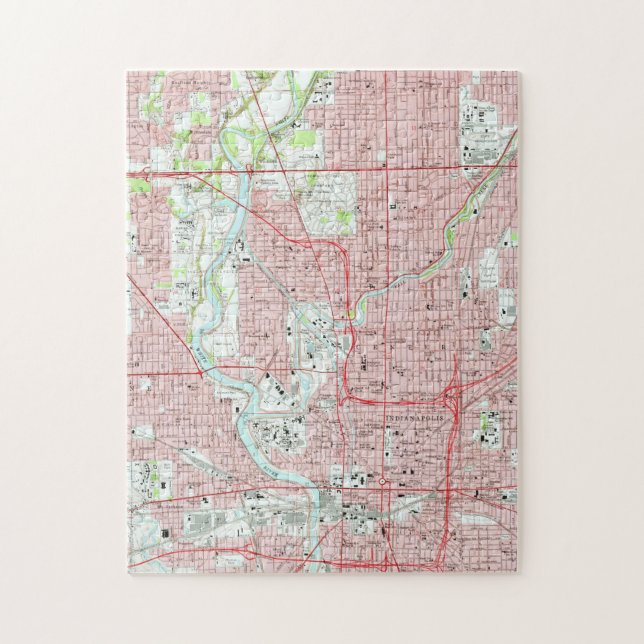 Puzzle Mapa del vintage de Indianapolis Indiana (1967) (Vertical)