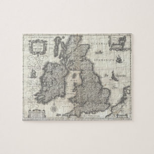 Puzzle Mapa del vintage de Inglaterra y de Irlanda (1631)
