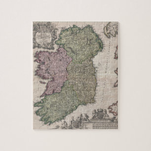 Puzzle Mapa del vintage de Irlanda (1716)