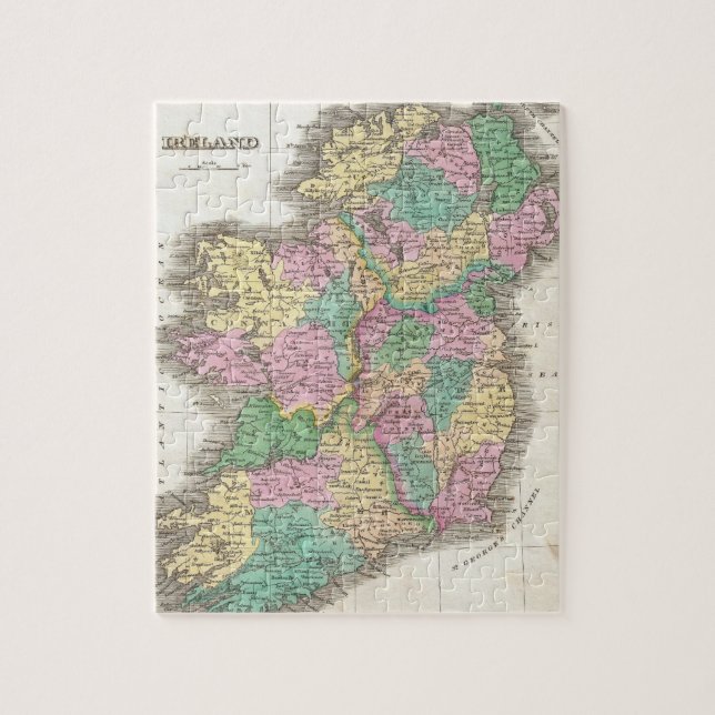Puzzle Mapa del vintage de Irlanda (1827) (Vertical)