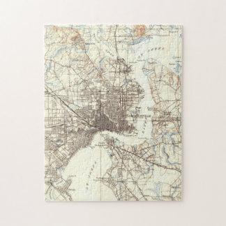 Puzzle Mapa del vintage de Jacksonville la Florida (1918)