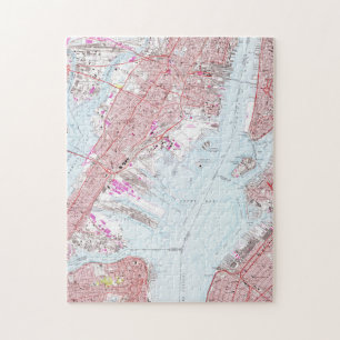 Puzzle Mapa del vintage de Jersey City NJ (1967)