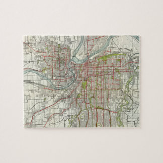 Puzzle Mapa del vintage de Kansas City Missouri (1920)