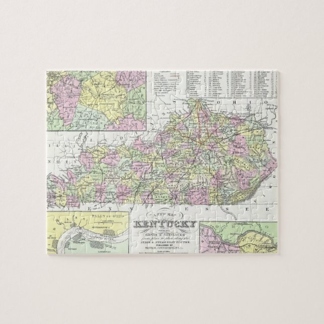 Puzzle Mapa del vintage de Kentucky (1850) (Horizontal)