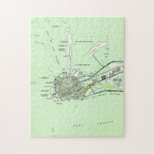 Puzzle Mapa del vintage de Key West la Florida (1943)