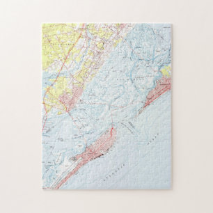 Puzzle Mapa del vintage de la ciudad NJ (1952) del océan