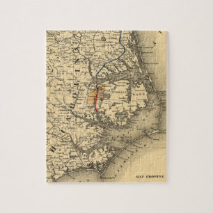 Puzzle Mapa del vintage de la costa de Carolina del Norte