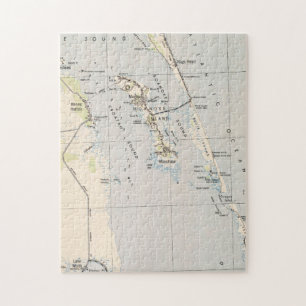 Puzzle Mapa del vintage de la isla y de Outer Banks NC de