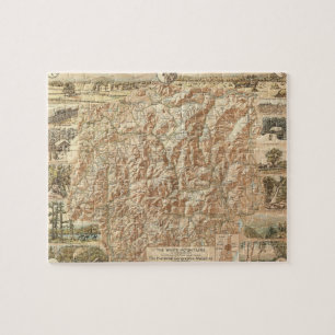 Puzzle Mapa del vintage de la Mountains blanca (1937)