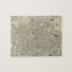 Puzzle Mapa del vintage de Liverpool Inglaterra (1836)