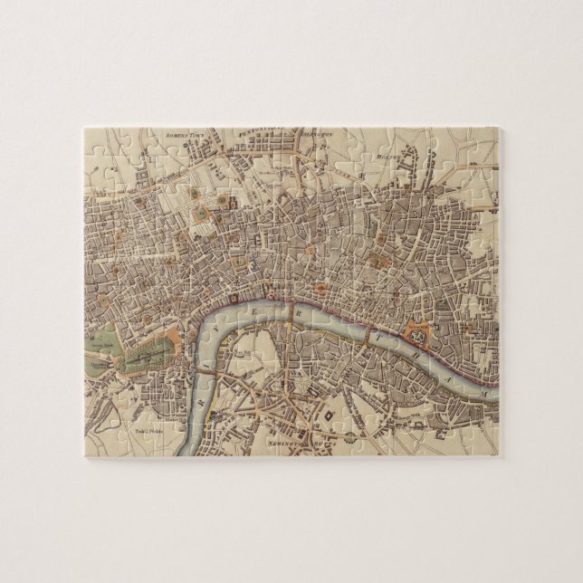 Puzzle Mapa del vintage de Londres Inglaterra (1807) (Horizontal)