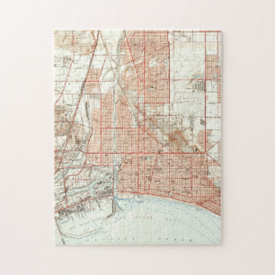 Puzzle Mapa del vintage de Long Beach California (1949)