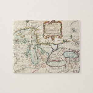 Puzzle Mapa del vintage de los Great Lakes (1755)