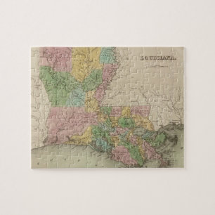 Puzzle Mapa del vintage de Luisiana (1838)
