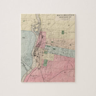 Puzzle Mapa del vintage de Manchester New Hampshire