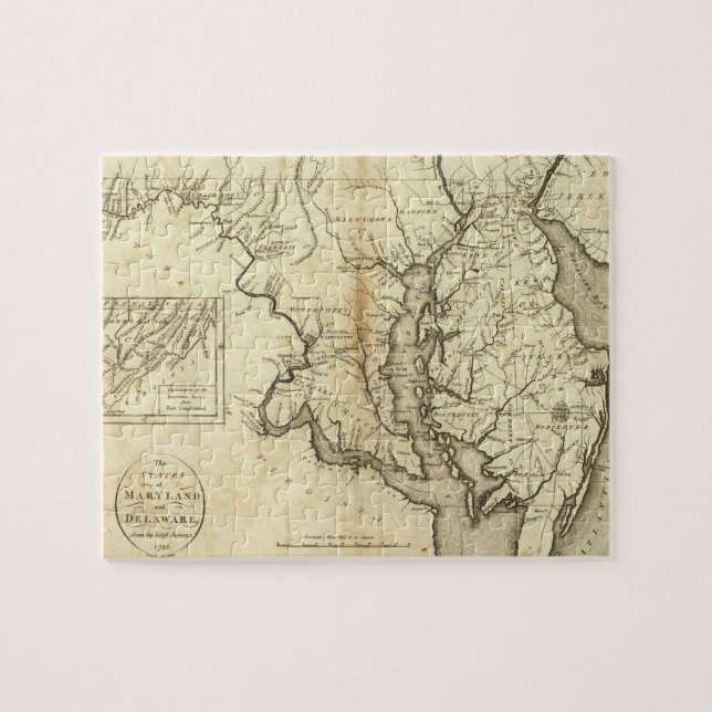 Puzzle Mapa del vintage de Maryland (1796) (Horizontal)