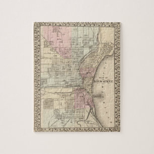 Puzzle Mapa del vintage de Milwaukee (1880)