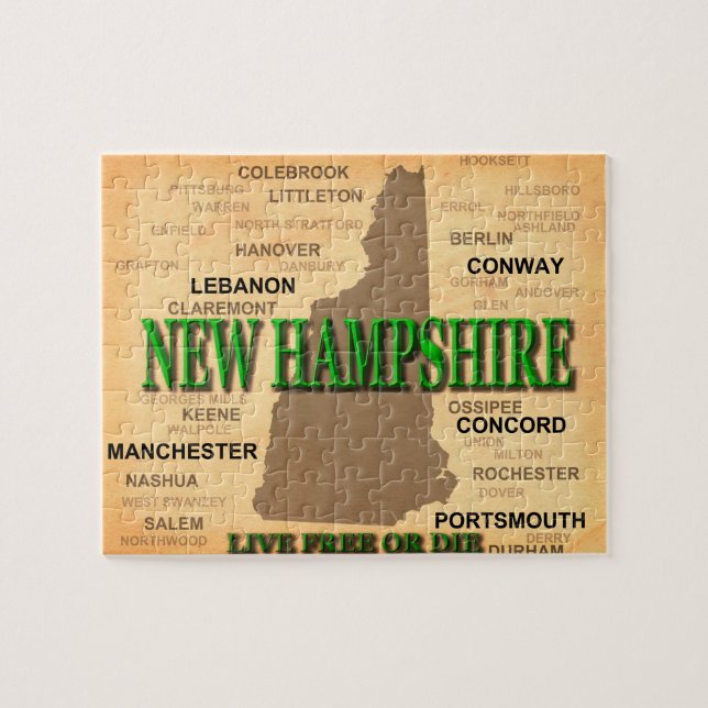 Puzzle Mapa del vintage de New Hampshire (Horizontal)