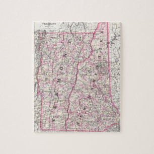 Puzzle Mapa del vintage de New Hampshire y de Vermont (18