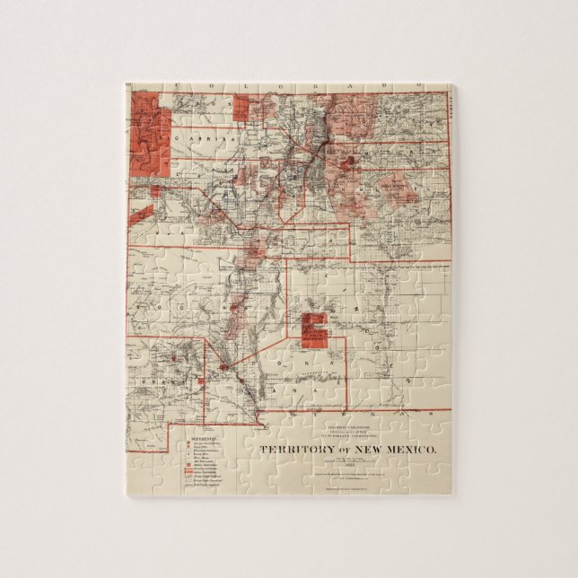 Puzzle Mapa del vintage de New México (1882) (Vertical)