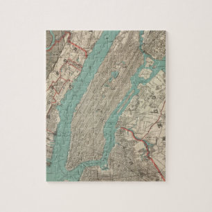Puzzle Mapa del vintage de New York City (1890)