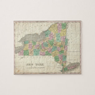 Puzzle Mapa del vintage de Nueva York (1827)